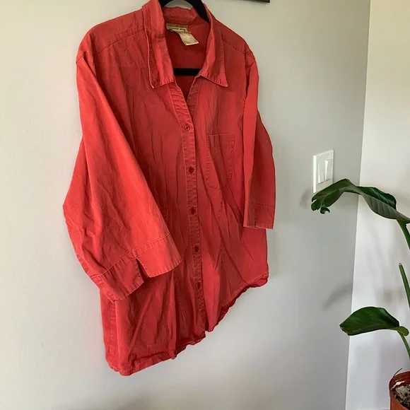 Red Button Up Top - Picture 5 of 11